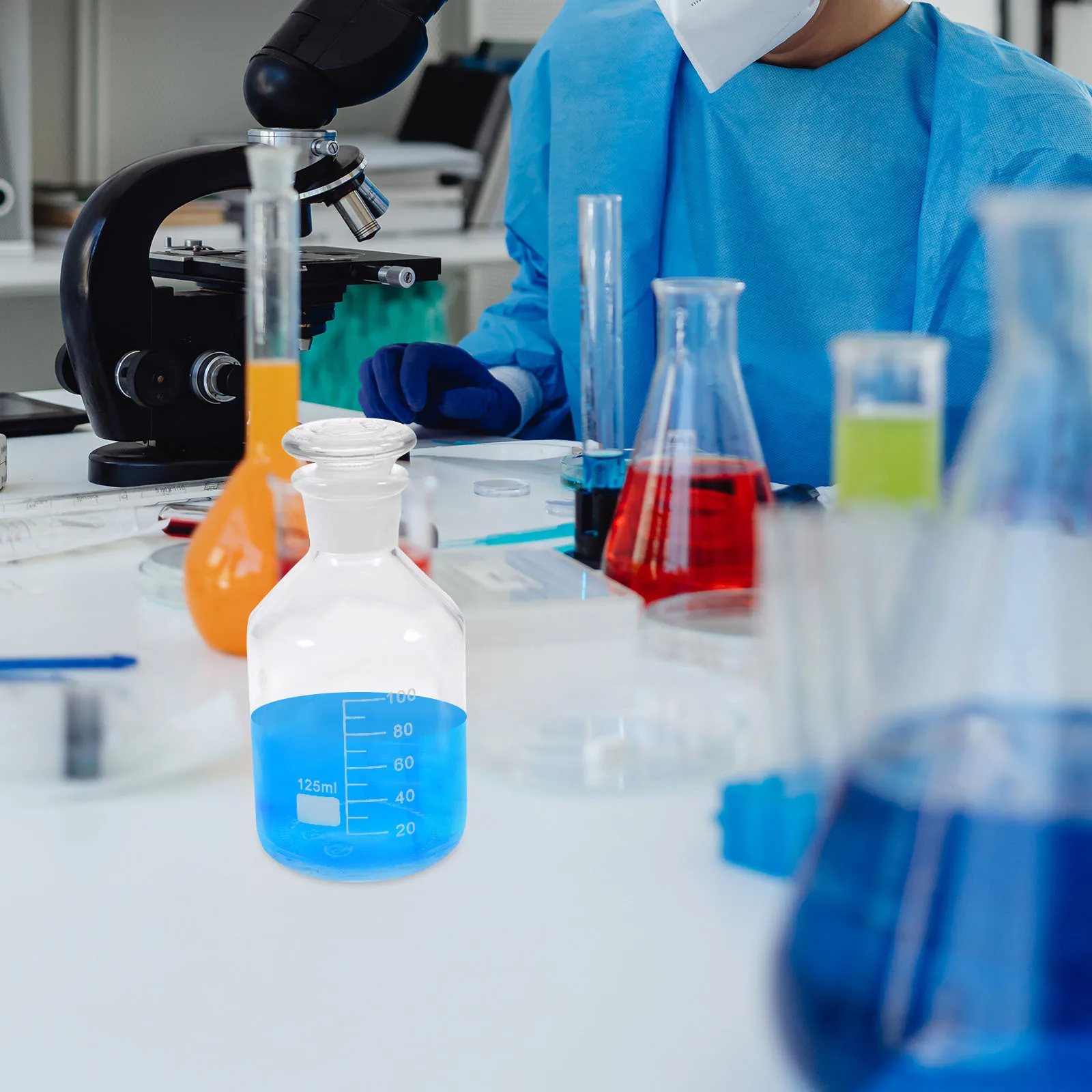 

1Pcs Wide Mouth Glass Reagent Bottle High Borosilicate Laboratory Sample Storage Heat Resistant Chemistry Bottle