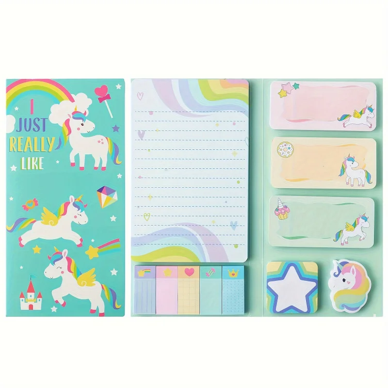 Magic Horse Sticky Notes Set：550 Zhang，Cute Self Adhesive Memo Pads with Animal Dividers，Perfect for school or office
