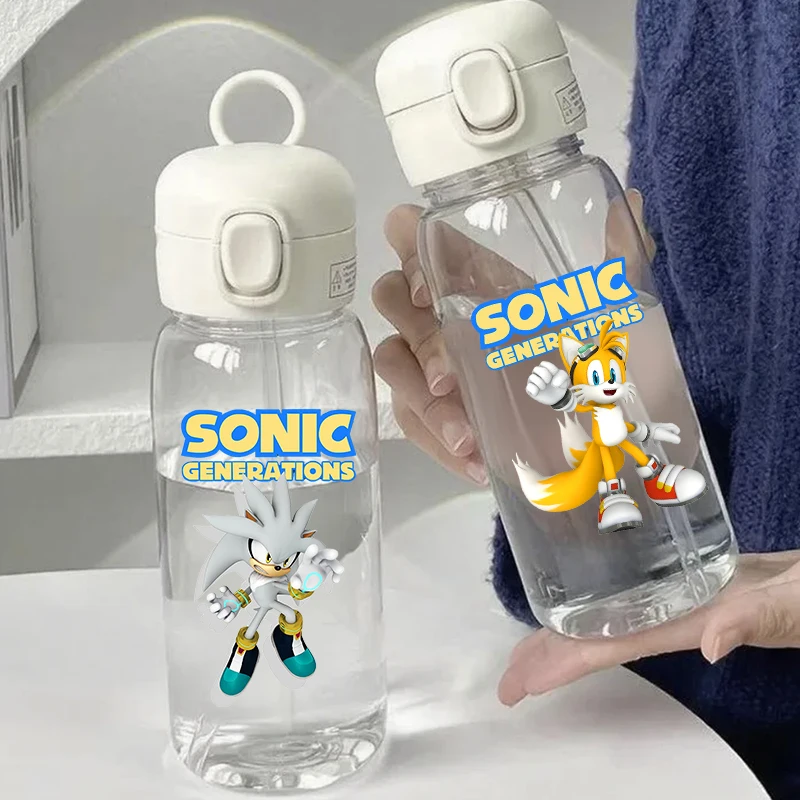 

400ML Anime Soniced Water Cup Cartoon Anime Children Portable Plastic Transparent Large Capacity Sport Water Bottle Boy Gift