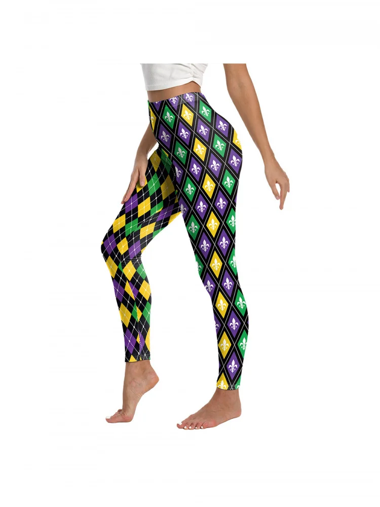 2026 carnaval feminino impresso pena apertado calças de yoga digital floral calças longas leggings spor base camada