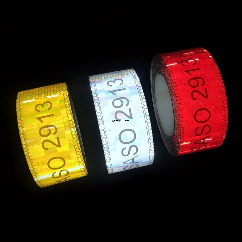 5cm*10m SASO 2913  Reflective Tapes White Red Yellow Waterproof Reflectors Adhesive Strips Conspicuity Decals  For Truck Trailer