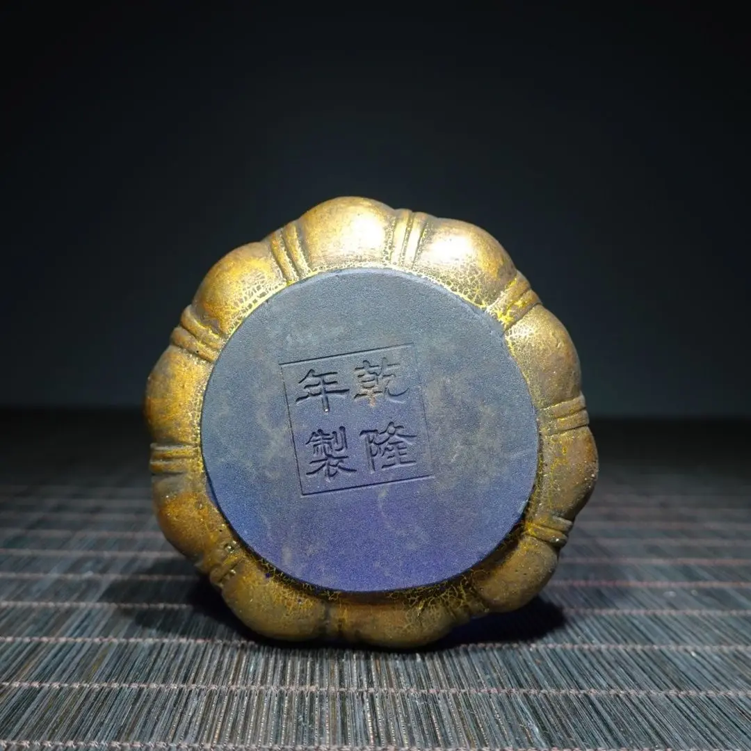 Old Tibetan glazed painted Eight Treasures Buddha statue, length 8.5cm, width 7.5cm, height 13cm, weight 543g