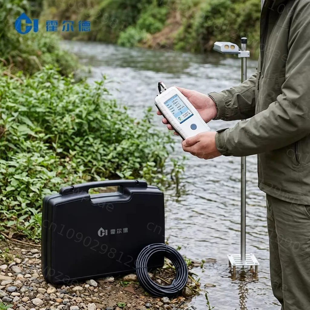 All-in-one Measuring Doppler Flow Velocity Flowmeter Simultaneous Temperature Level Readout Portable Doppler Flowmeter