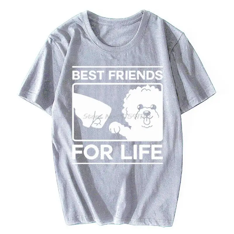 Funny Best Friends For Life Bichon Frise Dog T Shirt Graphic Vintage Fun Short Sleeve O-Neck Harajuku T-shirt Cotton Tees