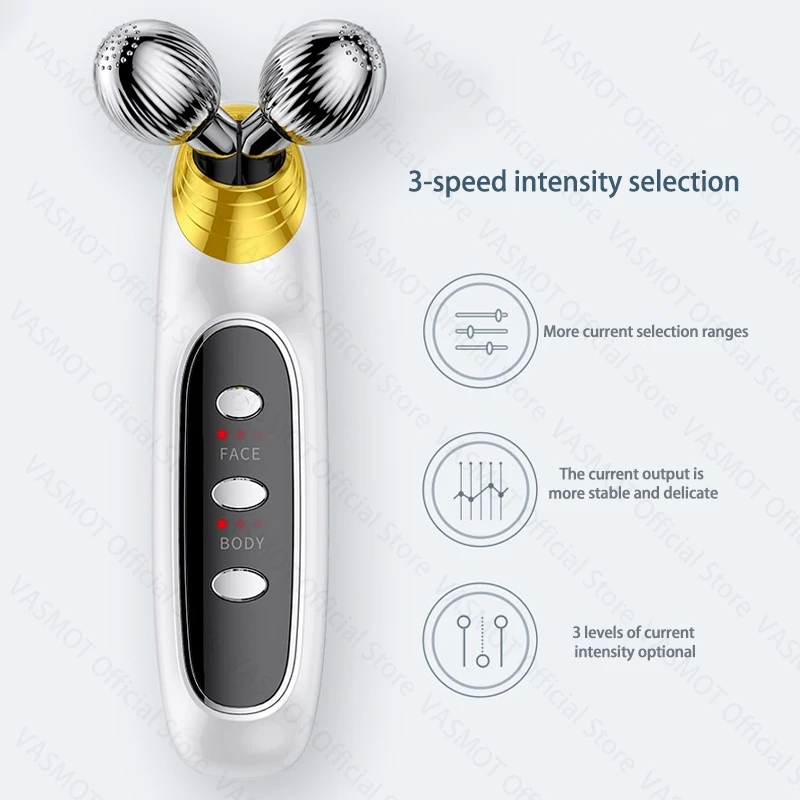 رفع ثبات الأسطوانة تدليك الوجه EMS جهاز التجميل مكركرنت الخامس آلة شد الوجه الوجه الجسم العالمي العناية بالبشرة الاستخدام المنزلي #2