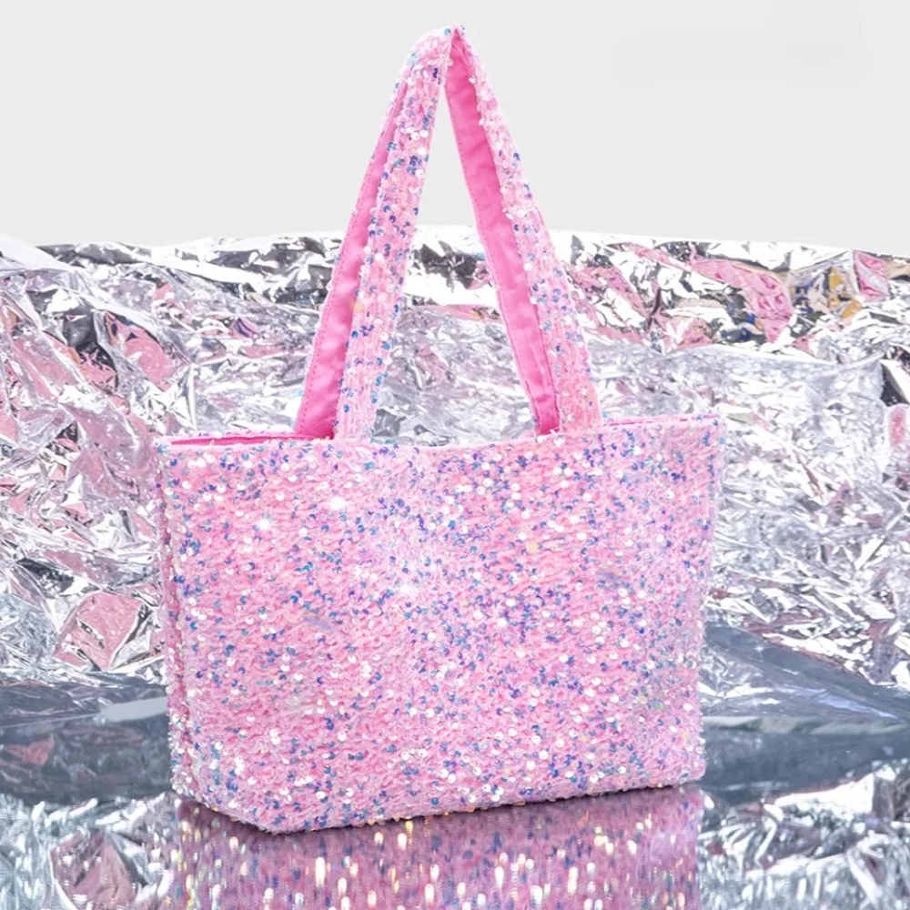 

Bling Sequin Shoulder Bag Korean Style Casual Tote Bolsos De Mujer Simple Shopper Sac Femme Bags for Woman Beautiful Bolso