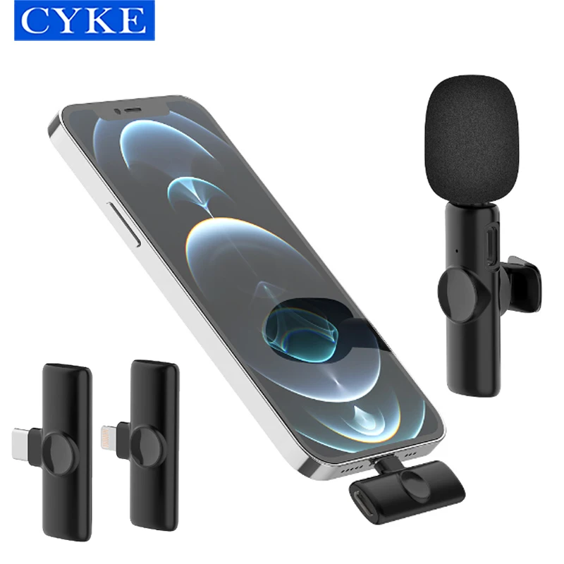 CYKE 2.4g Dual Tie Clip Collar Lapel Mic Type C Lavalier Wireless Microphone For Android Cell Mobile Phone Vlog K11