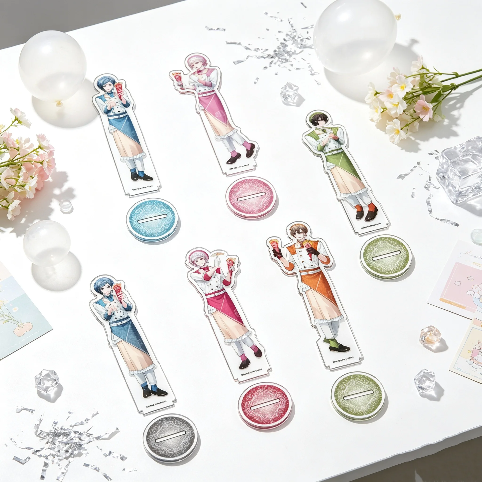 6PCS Anime BOYS be MAID! Acrylic Standing Sign Board Keychain Rou Amaki,Chiamu Kiku Desk Surface Decoration Exhibition 15CM