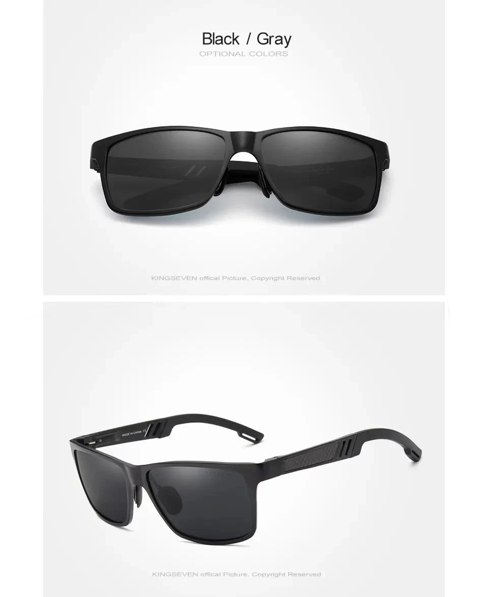 KINGSEVEN Männer Polarisierte Sonnenbrille Aluminium Magnesium Fahren UV400 Gläser Rechteck Shades Augenschutz Luxus Männlichen Brillen – Detail 5