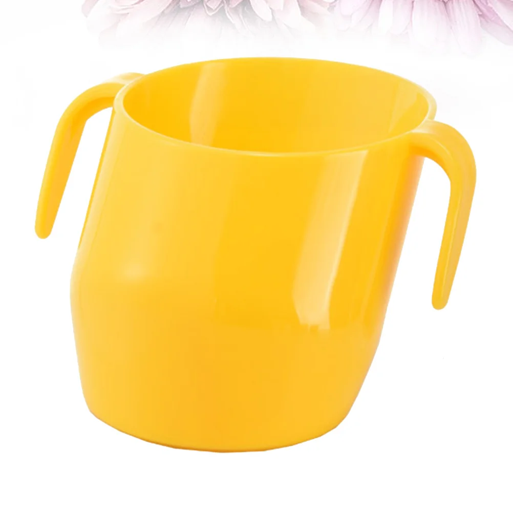 

1Pcs Children Drinking Training Cup Lemon Yellow 200ml Ergonomic Slanted Design Portable Handle Easy Carry for Kids Toddler