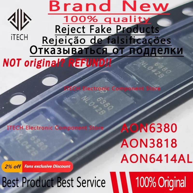 Chips ic 3818 originales a estrenar, AON6414AL 6414A AON3818 6380 AON6380 100% DFN-8 DFN8 MOS FET, 10 unidades/lote