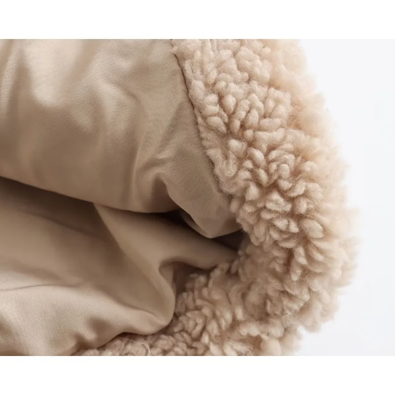 Women's Clothing Trendy Winter Long Wool Coat Warm Overcoat Lapel Versatile Brand Korean Casual Outerwear Faux Fur Coat Black