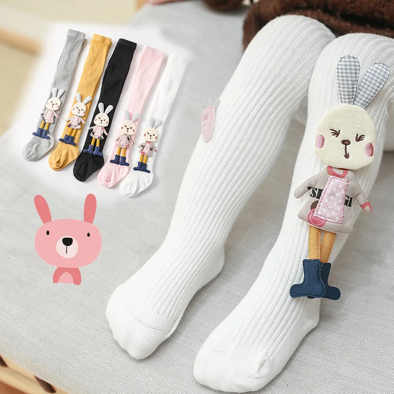 Knitted Baby Girls Tights Autumn Winter Cartoon Fashion Pantyhose For Girls Cute Rabbit Doll Toddler Leggings Age For 1-7Years