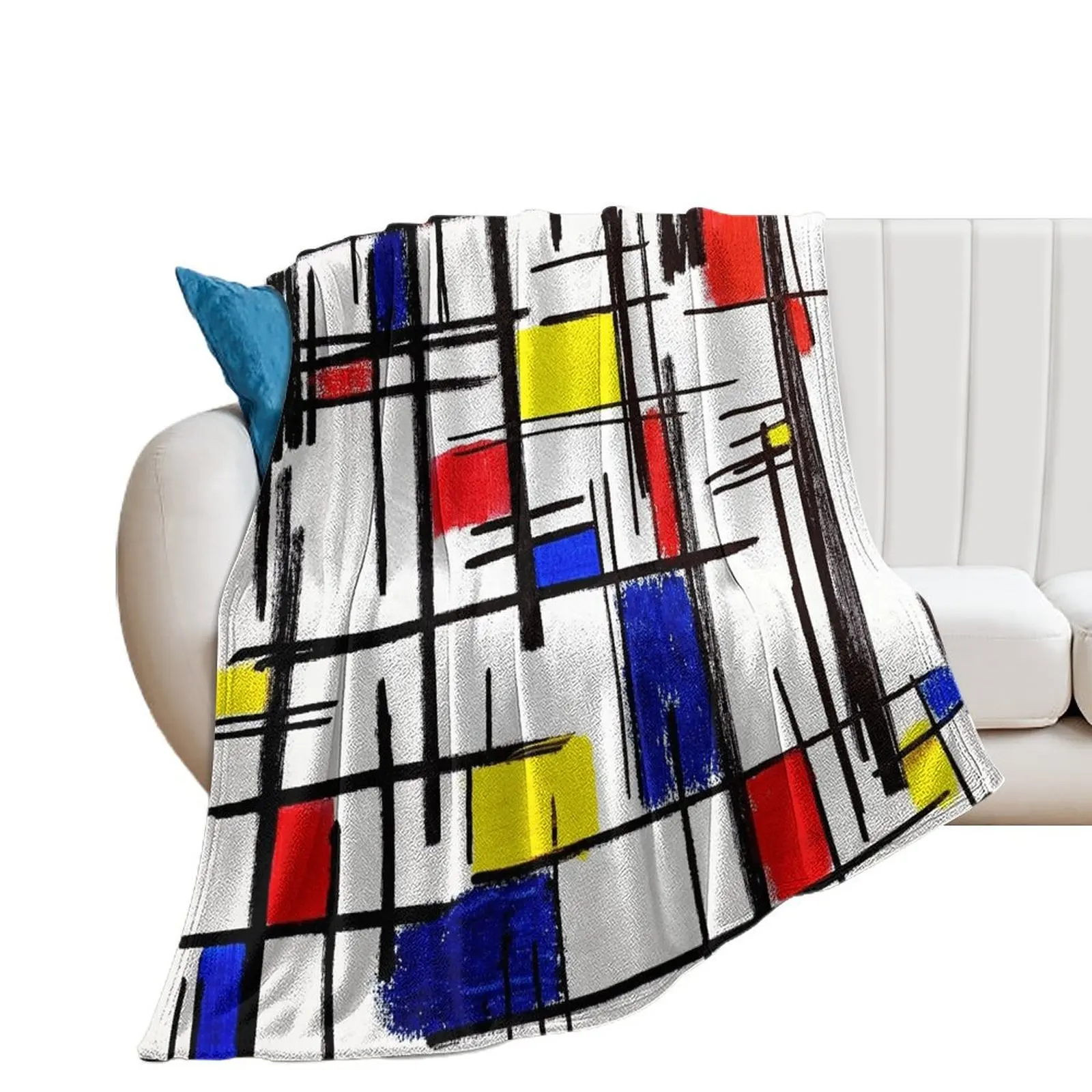 Mondrian Minimalist De Stijl Modern Art ? epitomegirl Throw Blanket Single manga Beautifuls Bed linens Blankets