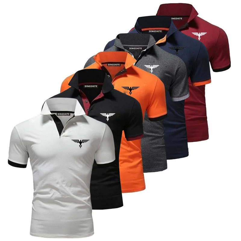 Polo collar contrasting color shirt office fashionable new T-shirt polo shirt men\'s summer top business casual breathable