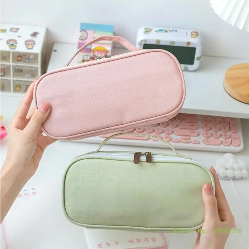 Pen Storage Bag Oxford Cloth Pencil Case Large Capacity Cosmetic High Quality Study Supplies Simple Student Stationary Boxes