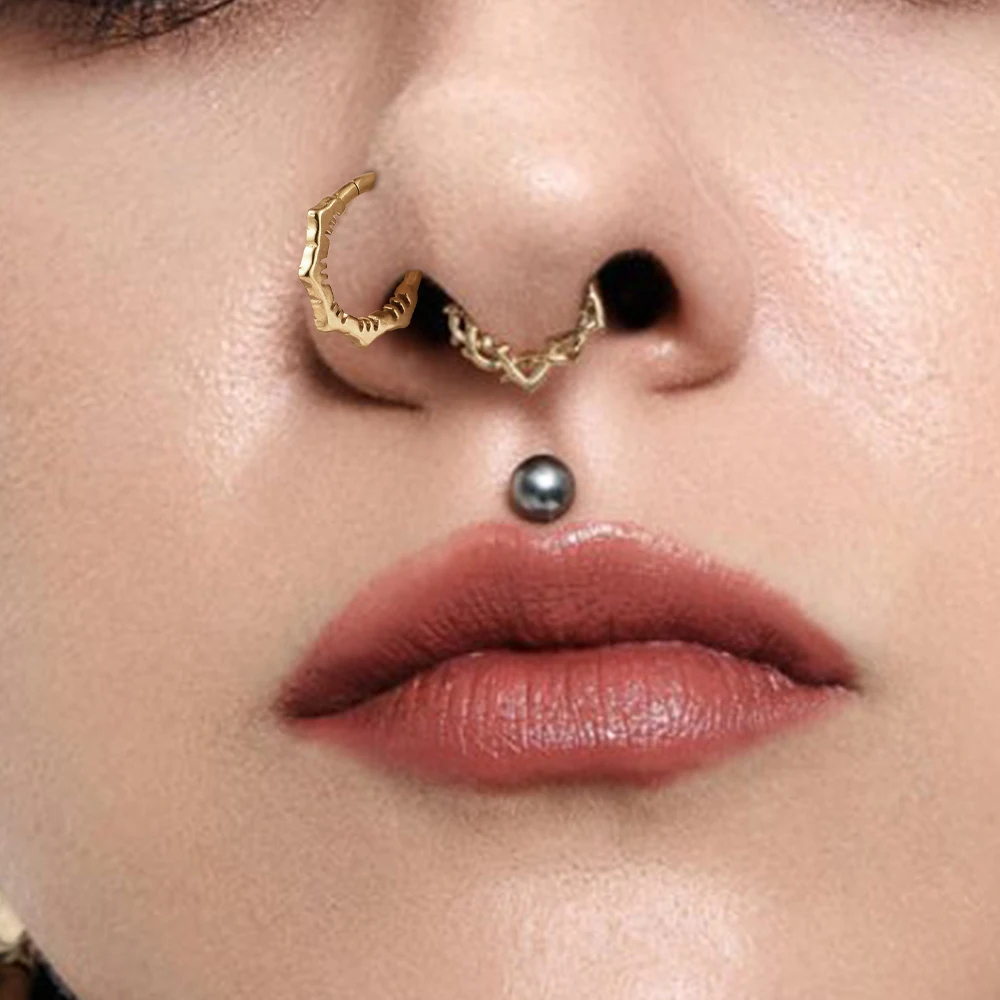 Vanku 1PCS Stainless Steel Nose Ring Septum Piercing for Women Piercing Ear Cartilage Tragus Goth Piercing Nez Opal Body Jewelry