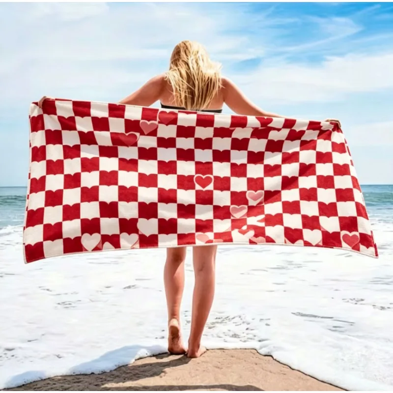 Oversized Microfiber Beach Towel, Cute Ghost Pattern Print, Quick Dry Sand Resistant for Summer Pool