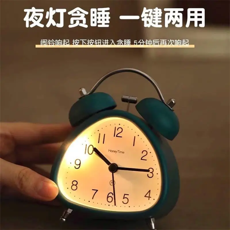 Nordic Anti-fall Desktop Triangle Alarm Clock School Student Children's Wake-up Artifact Desk Alarm Clock Watch Home Decoration