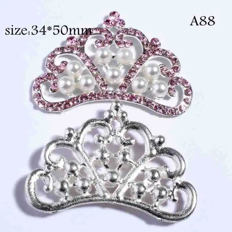 NEW 5Pcs Mixed Acrylic Rhinestone Crown Diy Buttons Bowknot Flower Embellishment Accessories Craft Supplies Decorative Button