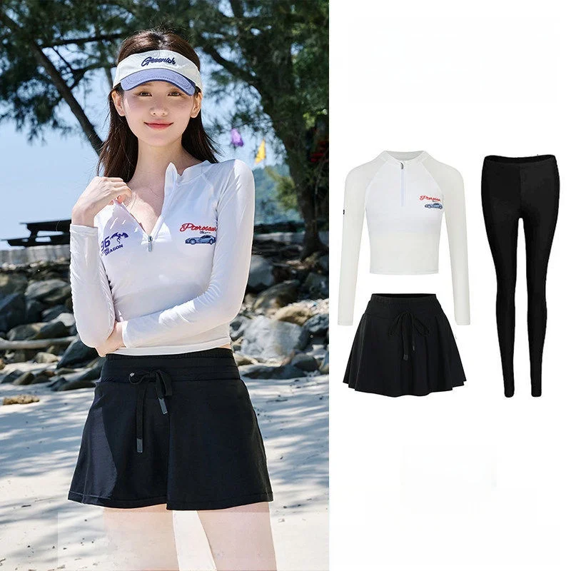 

Women's Wetsuit Long Sve Long Pants Conservative Hot Spring Surfing Suit Qui Dry Snorkeling Diving Suit Swimming Costume