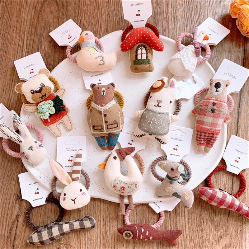 Cute Cartoon Ponytail Scrunchies Children Girls Kid Elastic Hair Band Accessories Tie Hair Ring Rope Headdress Headwear Ornament