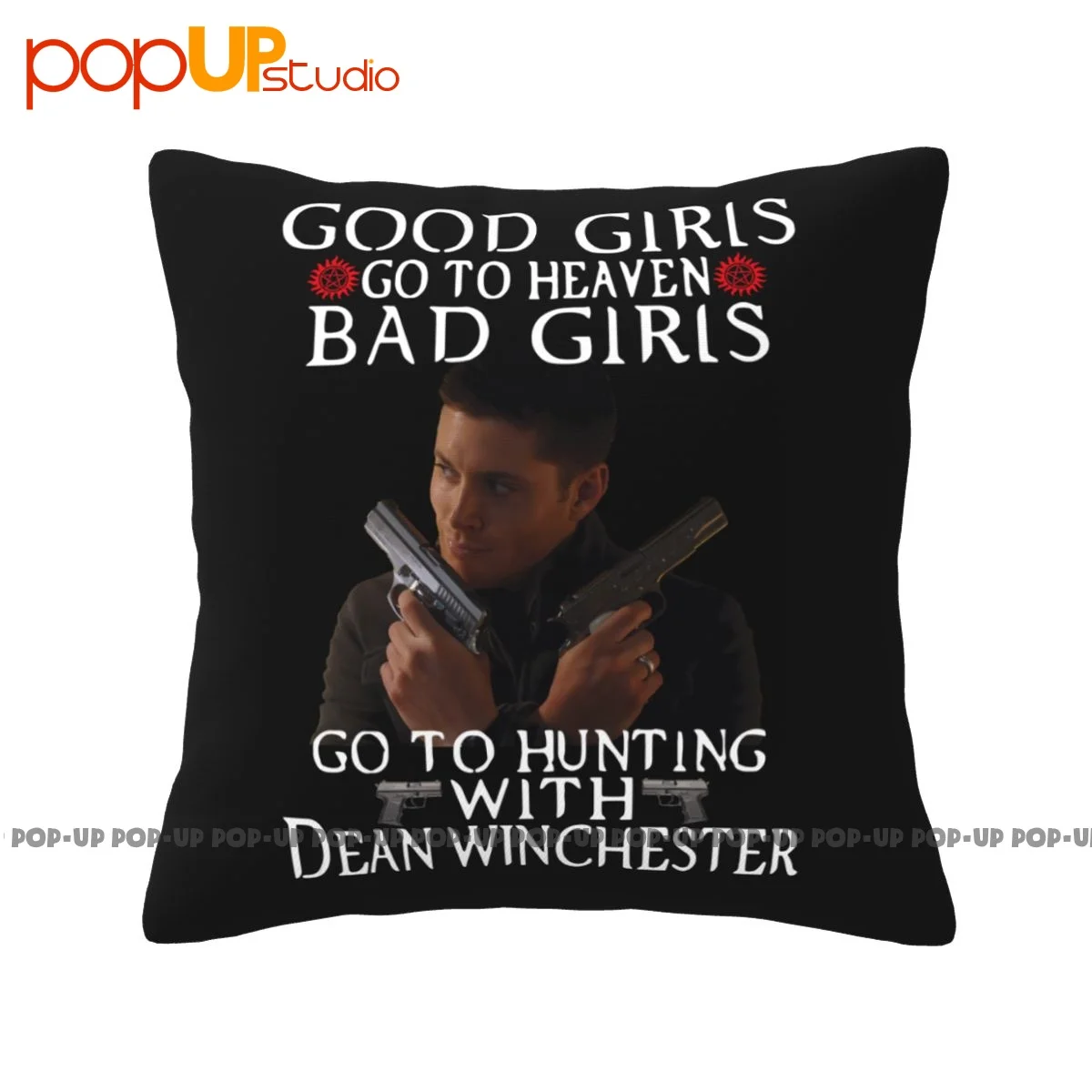 Print Supernatural Bad Girls Go To Hunting With Dean Winchester Pillowcase Throw Pillow Cover Thickened