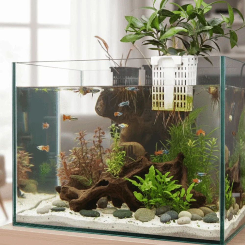 

Wall Hanging Aquatic Plant Holder Extendable Hook Plastic Fish Tank Planter Versatile Plant Cultivation Rack Freshwater Aquarium