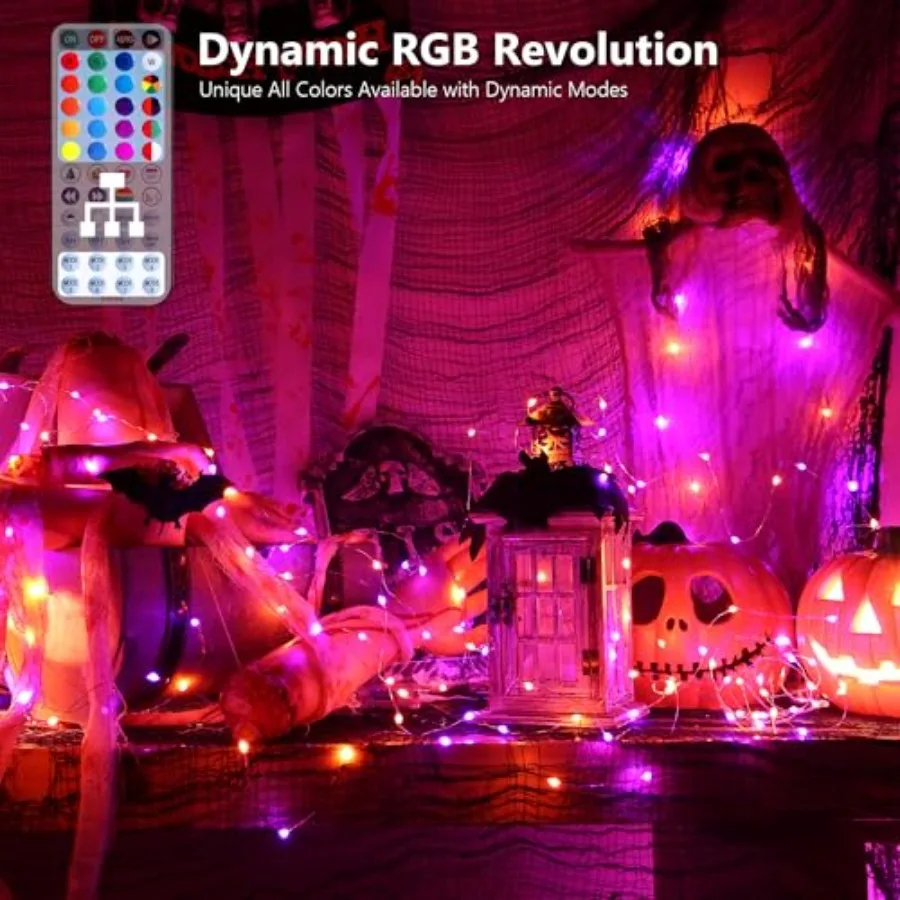 Color Changing Fairy String Lights 66Feet for Xmas Halloween RGB; Rainbow; Music sync; 540+ modes; Brightness and speed adjusta