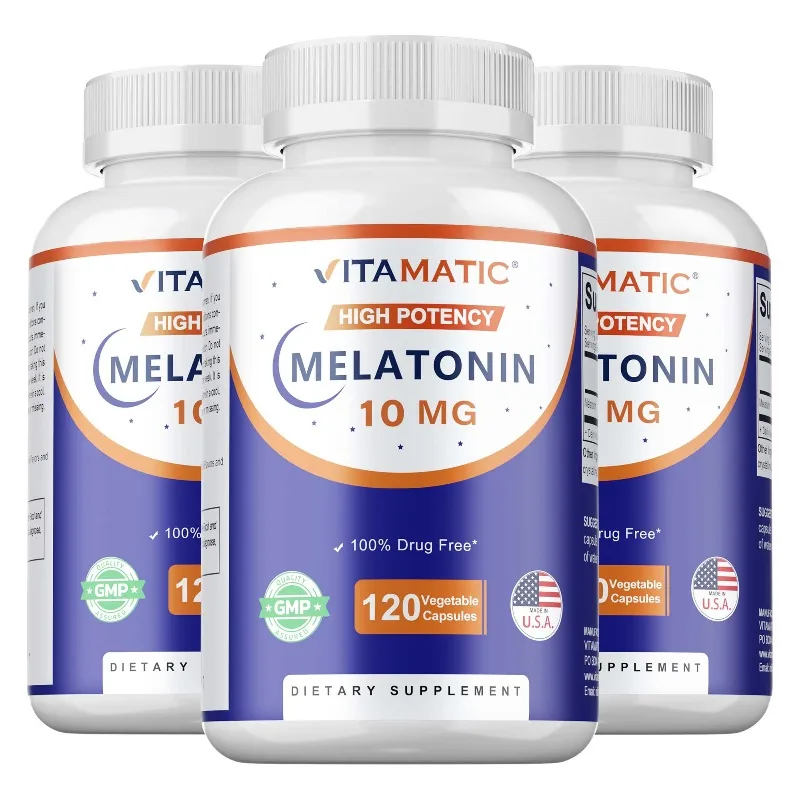 3 Bottles Melatonin 10 Mg - Help Fall Asleep Faster & Fight Insomnia, Reduce Waking Time, Help Deep Sleep Improving Insomnia