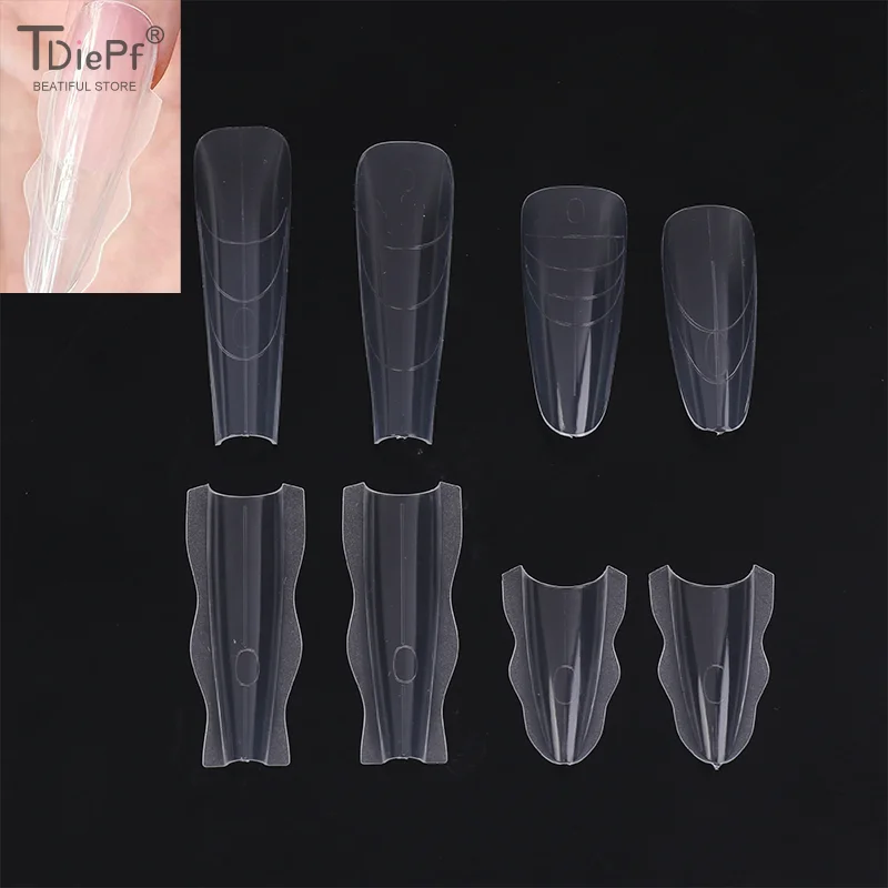 60Ps/pack ABS Sandwich Nails Forms Nail Mold for Quick Nails Extension Plastic Nail Form Tools for Beginners Professionals Women