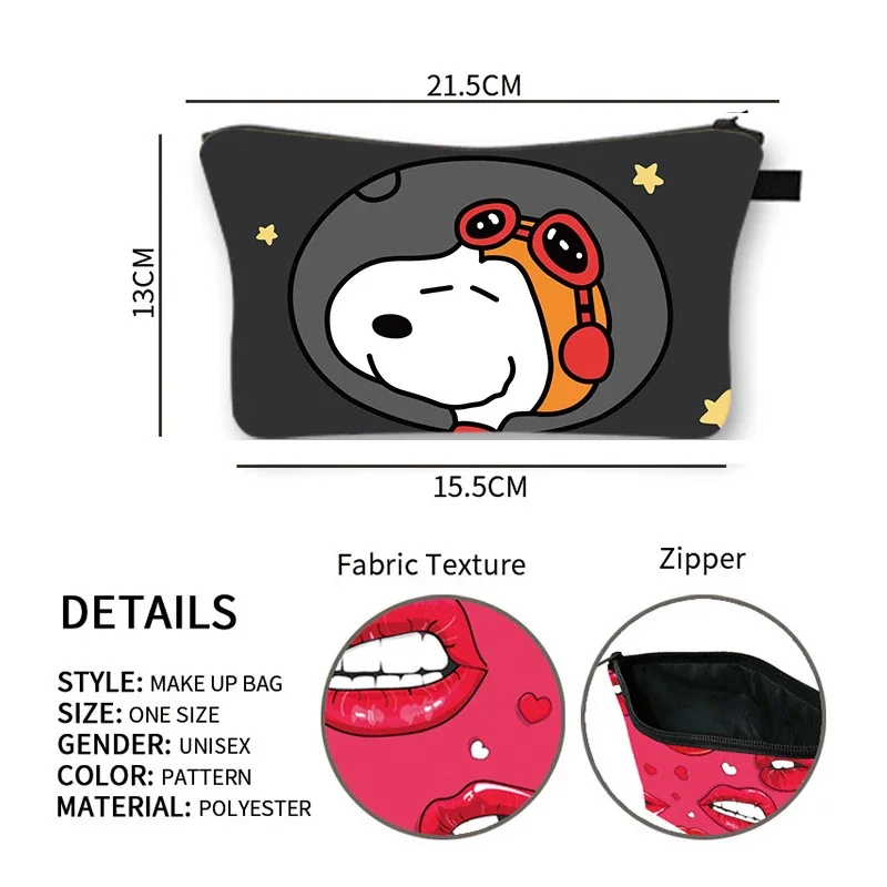 Snoopy Makeup Bag Women Toiletries Organize Zipper Bag Cartoon Waterproof Travel Wash Pouch Storage Bag Female Cosmetic Bag Gift