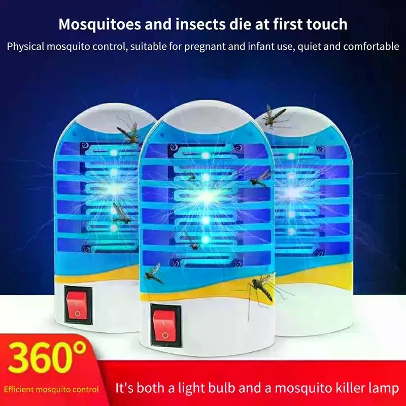 Killer Lamp Electric LED Fly Trap Zapper Insect Killer Repellent Plug Home Bedroom Mute Anti Mosquito Lamp Mosquito