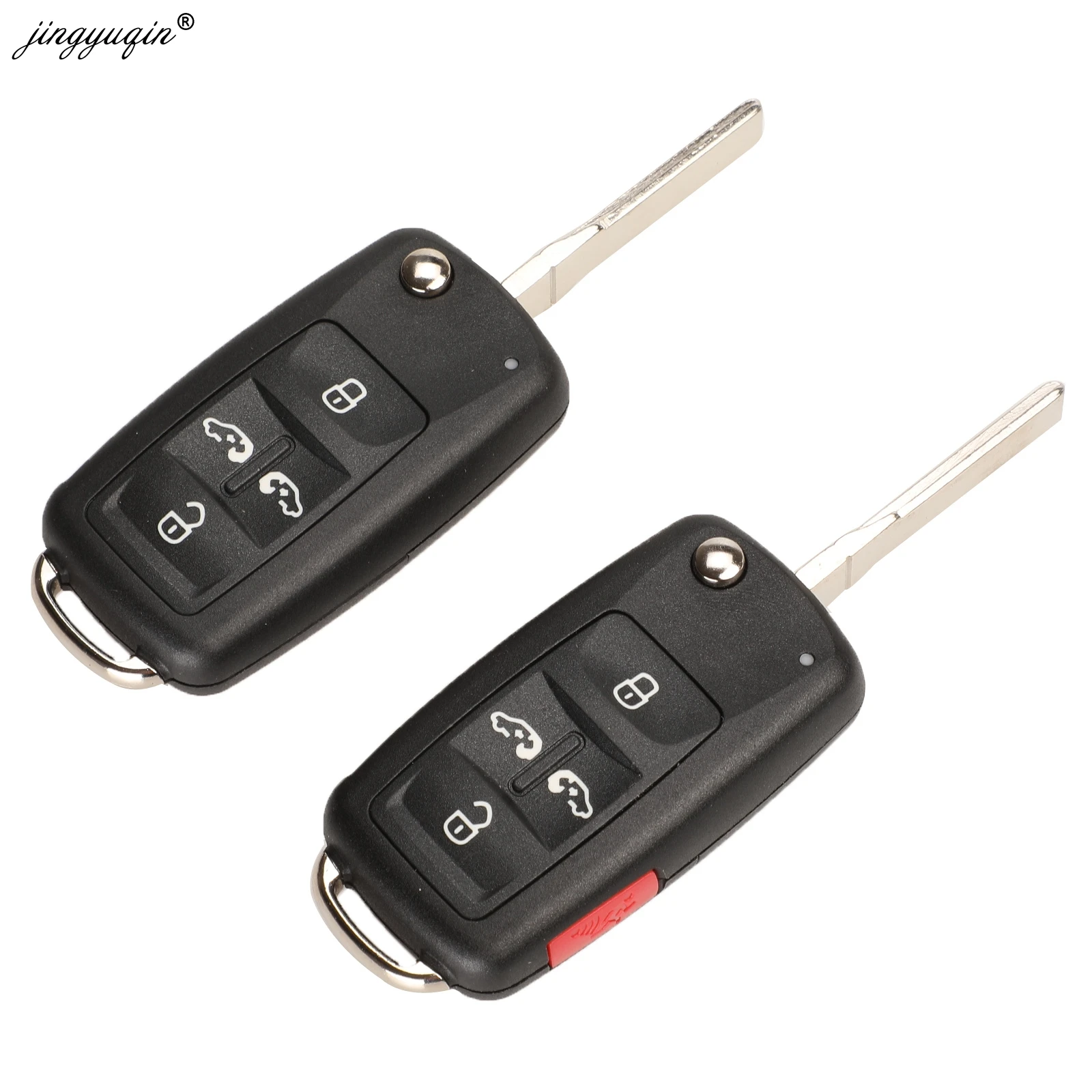 jingyuqin 10pcs 2/3/4/5 Button Folding Remote Key Shell for VW Tiguan Golf Sagitar Polo MK6 Touareg SEAT Flip Case Fob