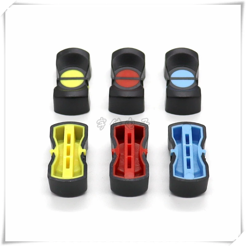 10PCS Plastic 2 Color Button Cap Straight Slide Potentiometer Cap Sound Card Volume Adjustment Cap Mixer Fader Cap Hole 4MM