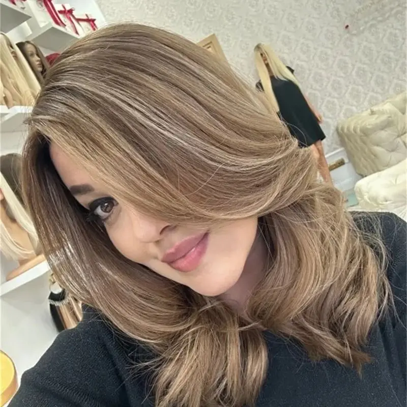 Picture 5: Ombre Brown Blonde Synthetic Lace Front Wig Natural Preplucked Hairline with Baby Hair Heat Resistant Lace Front Wig Wave Bob