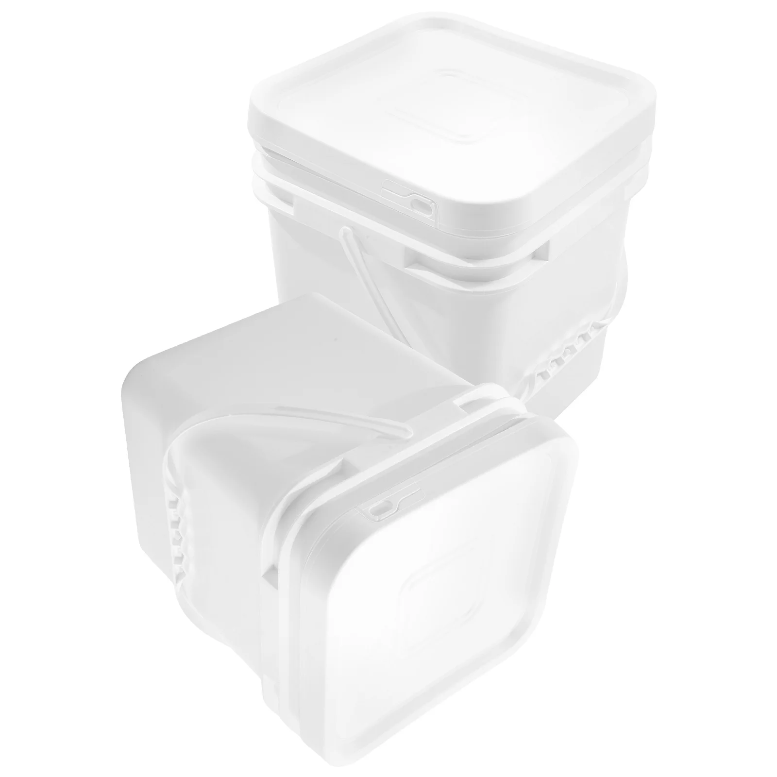 

2pcs 10L Large Capacity Sealed Grade Square Storage Bucket with Lid for Pet Food Dog Food Container White Color