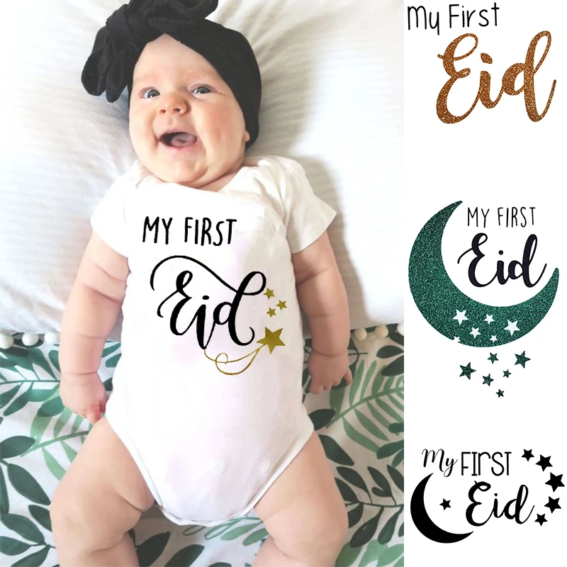 My First Eid Newborn Baby Summer Rompers Infant Body Short Sleeve Baby Jumpsuit Eid Boy Girl Ramadan Clothes Islamic Muslim Gift