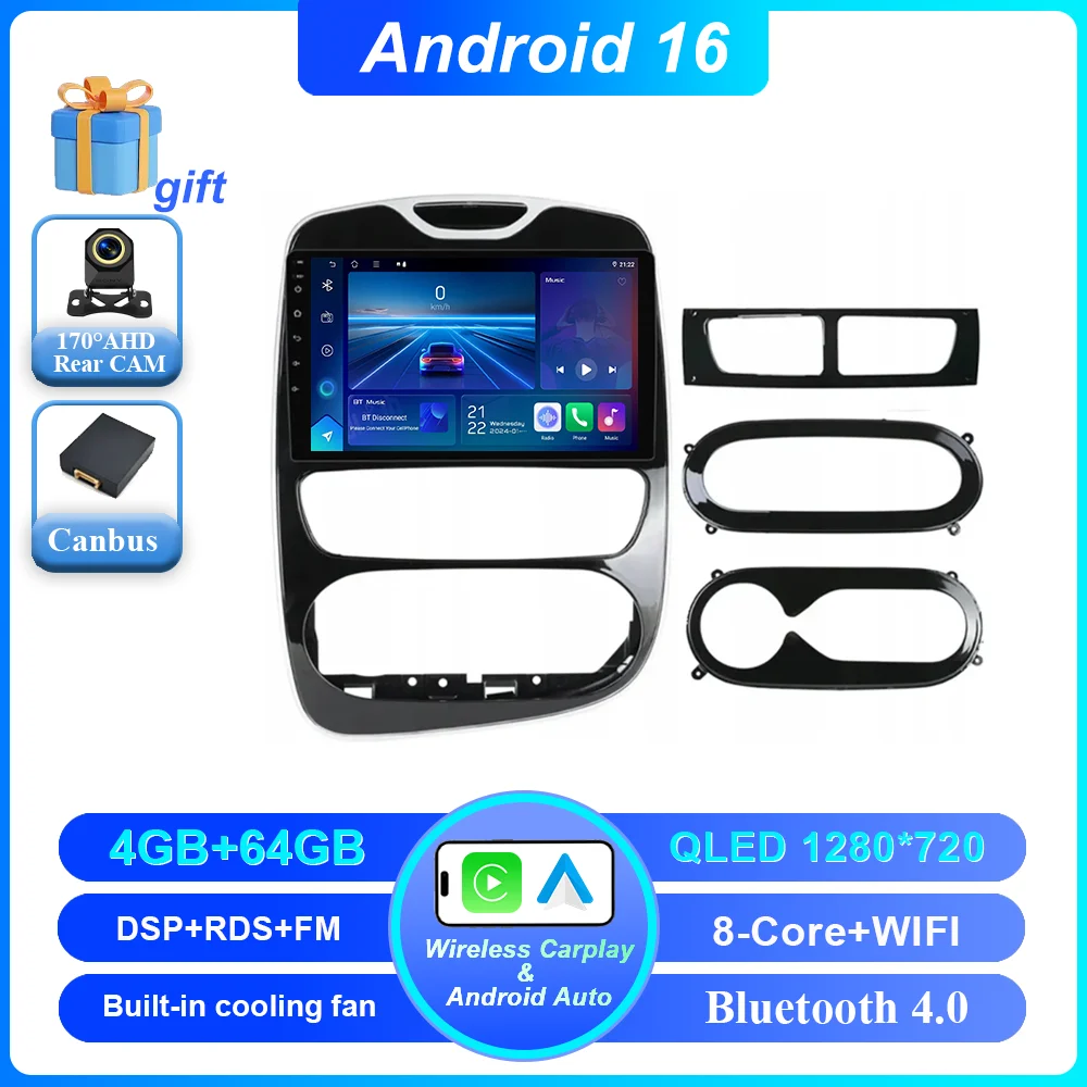 Android 16 Carplay Auto Voor Renault Clio 3 4 2012 2013 2015-2018 Auto Multimedia Speler Video Radio Stereo GPS navigatie 4G BT
