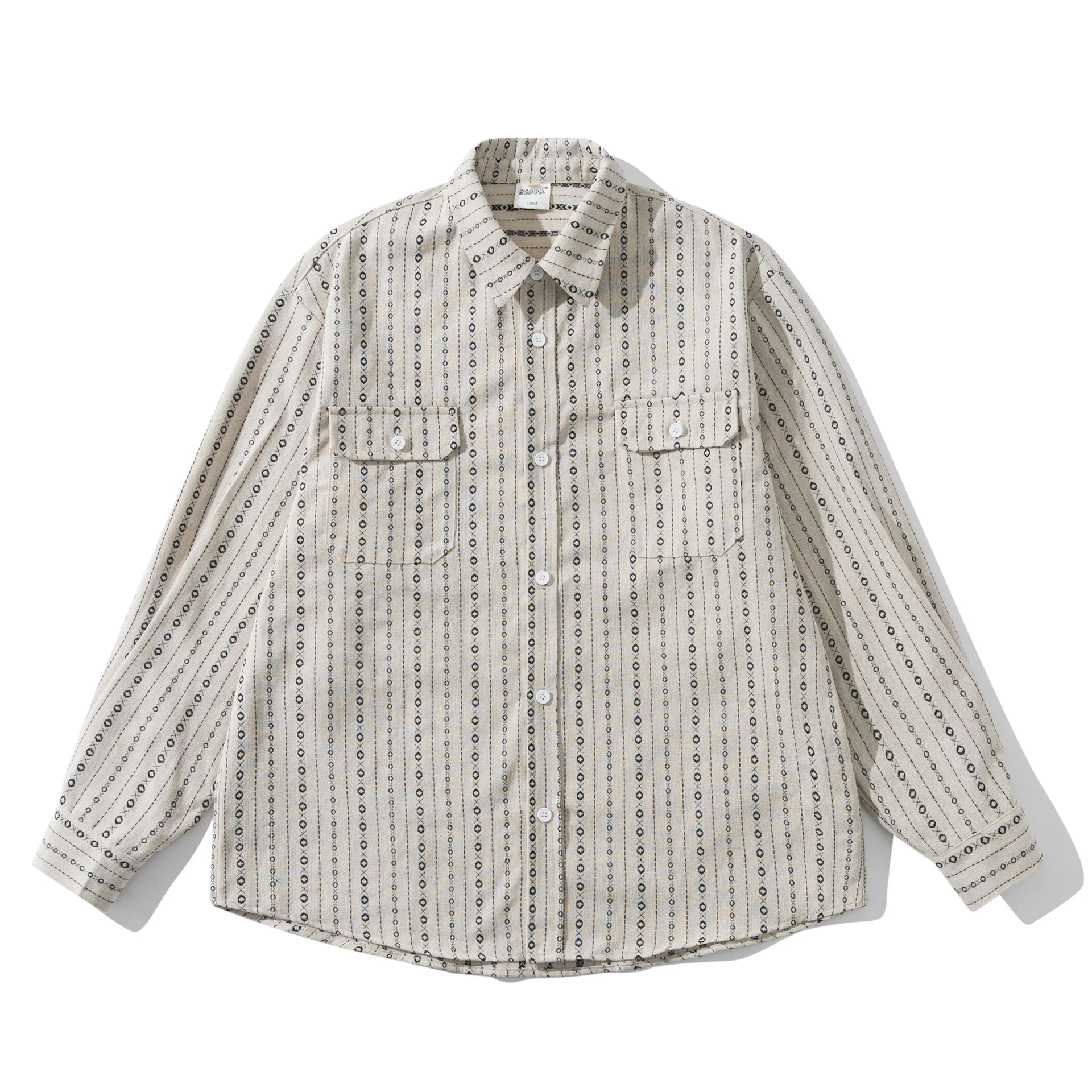 2026 New Japanese Retro Amekaji Ethnic Style Striped workwear shirt for men and women, loose artistic youth long sleeved shirt
