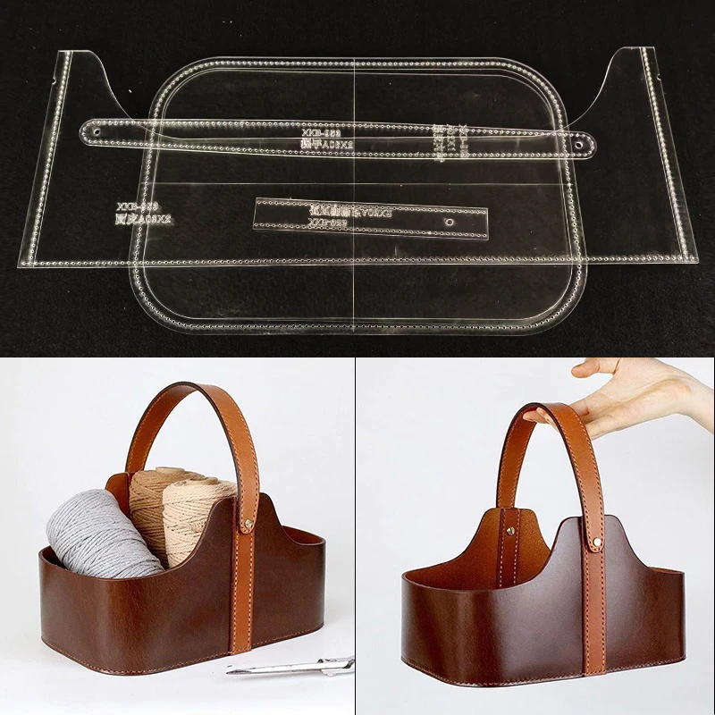 Handmade leather goods DIY version drawing cowhide basket storage basket needle and thread basket acrylic version drawing sample