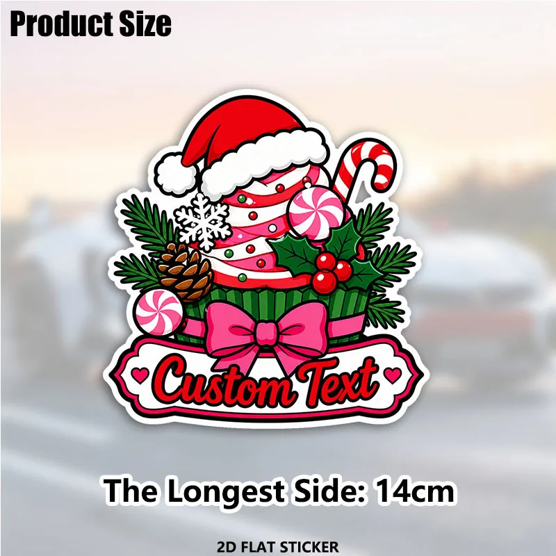5.5in Christmas Cupcake Candy Pinecone Vinyl Sticker, Waterproof Custom Decal for Car Motorcycle Laptop Water Bottle Tumbler