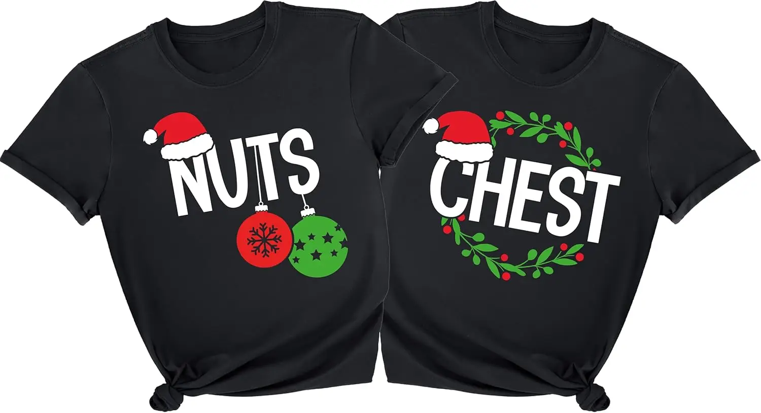 Chest and Nuts Christmas Shirts Chest Nuts Matching Couple T-Shirts Chestnuts PJs Couples Matching Christmas Pajamas Funny