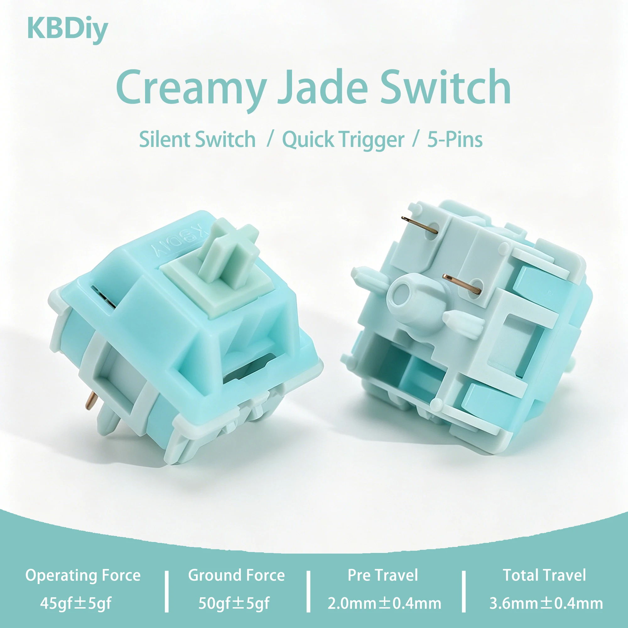 KBDiy Creamy Jade Switch 45gf Creamy Linear Silent Switches HIFI Pre Lubed POM For Custom DIY 60% 75% Gaming Mechanical Keyboard