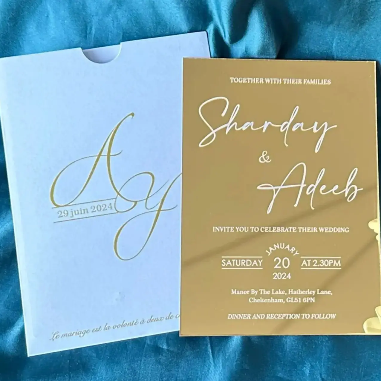 

10pcs Acrylic Wedding Invitation,10pcs Custom Mirrored Gold Acrylic Birthday Invite,Make your Own for Party Favor Decoration