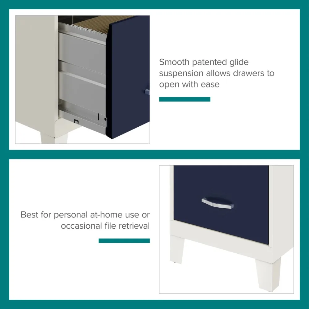 18" Deep 2 Drawer Letter Width Vertical File Cabinet with Accessory Drawer and Legs