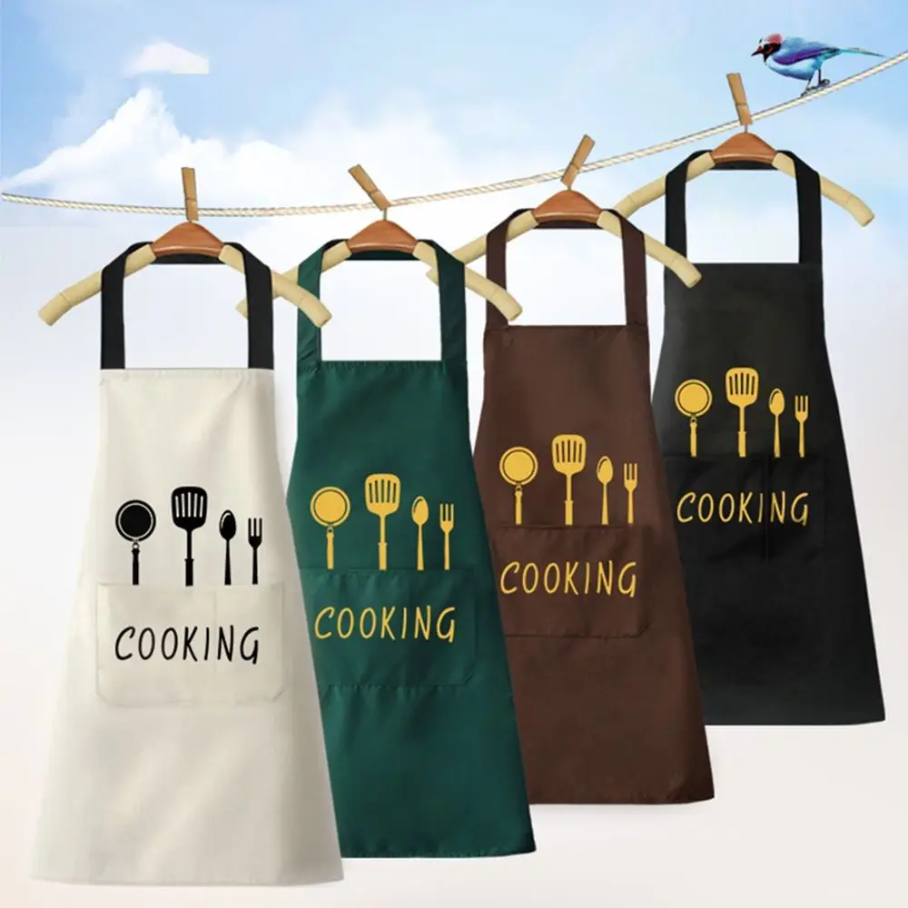 Cute Kitchen Aprons Waterproof Oilproof Catering Waiter Home Cooking Cleaning Sleeveless Apron Smock