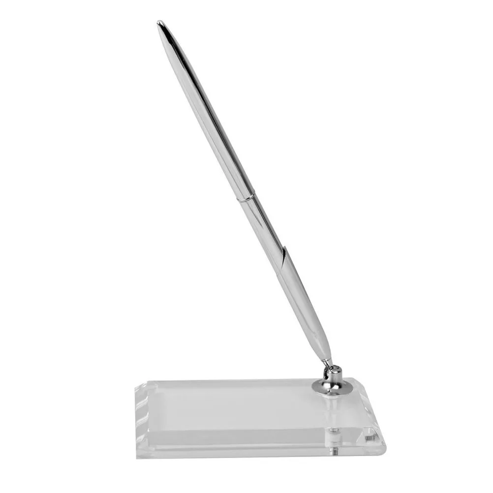 

Rectangular Acrylic Pen Holder Signing Pen Set Write 360 Degree Rotating Wedding Engagement Guest Book