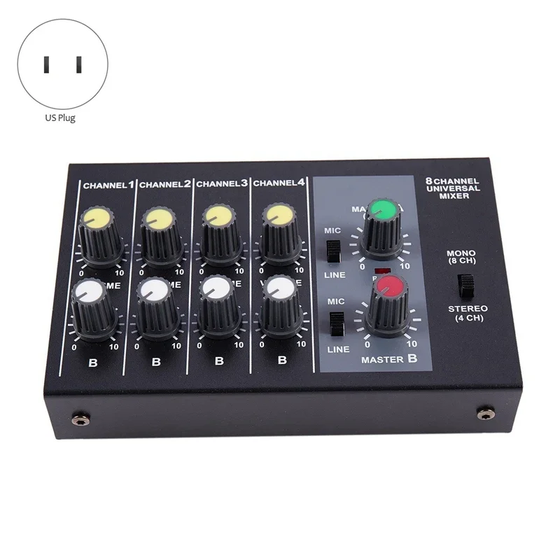 Mixing Console 8 Channel Panel Musical Microphone Sound Mixer Digital Adjusting Stereo