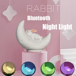 Bluetooth Rabbit Moon Night Light Speaker Led Light Motion Sensor Anime Neon Lamp USB RGB Room Decor Atmosphere Light Bedroom